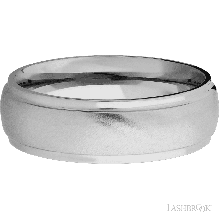 7 mm wide Domed Stepped Down Edges Titanium band.