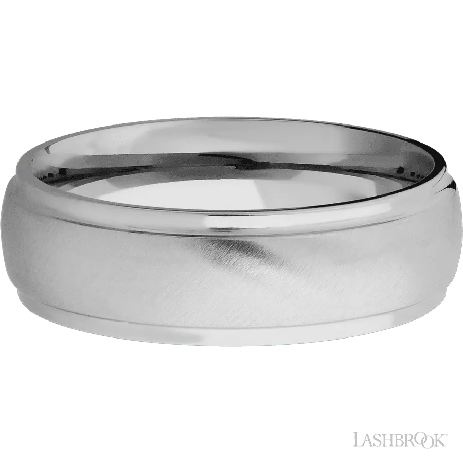 7 mm wide Domed Stepped Down Edges Titanium band.