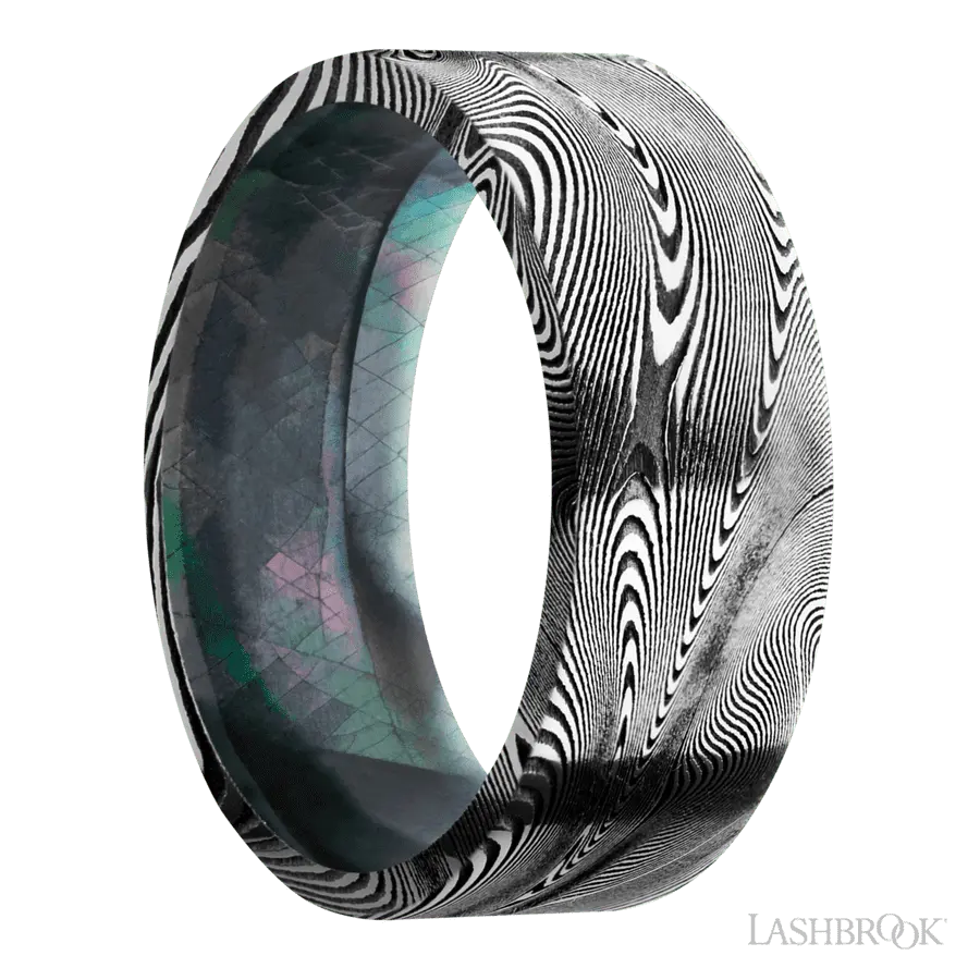 8 mm wide Flat Tightweave band featuring a Black Mother of Pearl sleeve.