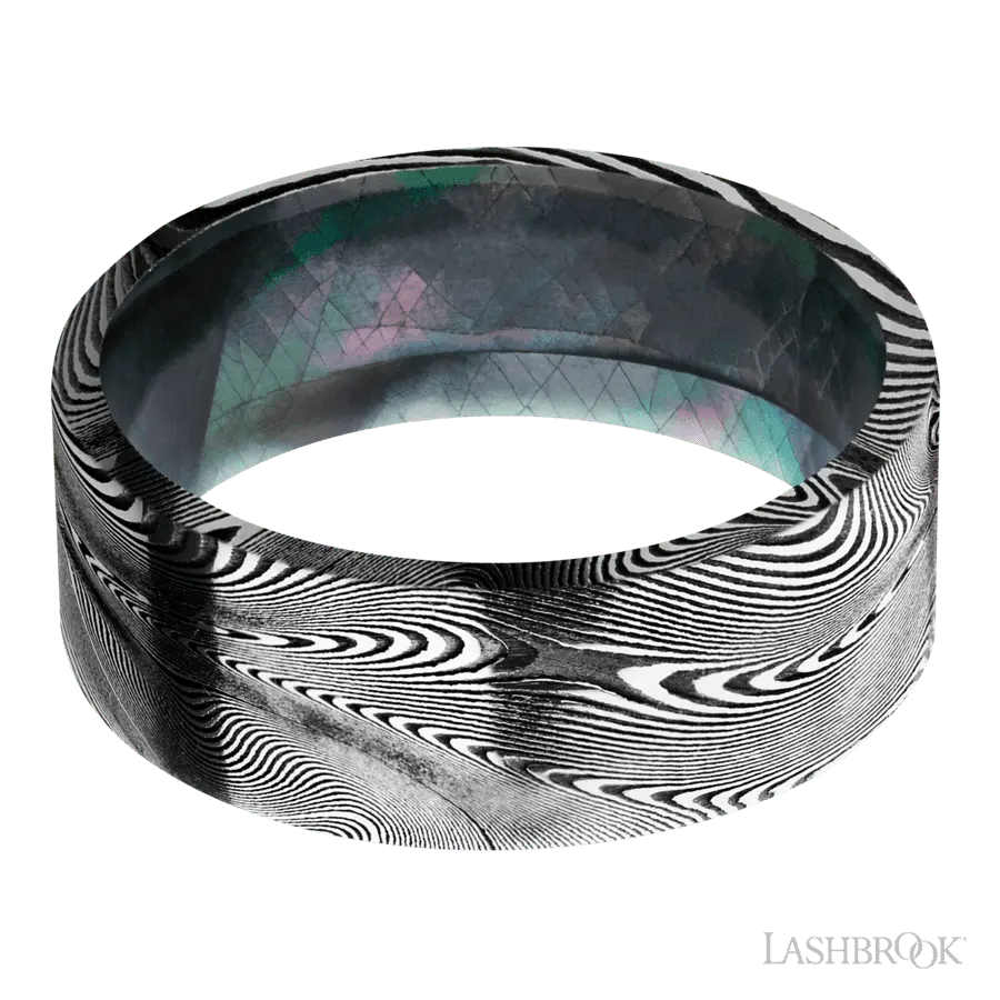 8 mm wide Flat Tightweave band featuring a Black Mother of Pearl sleeve.