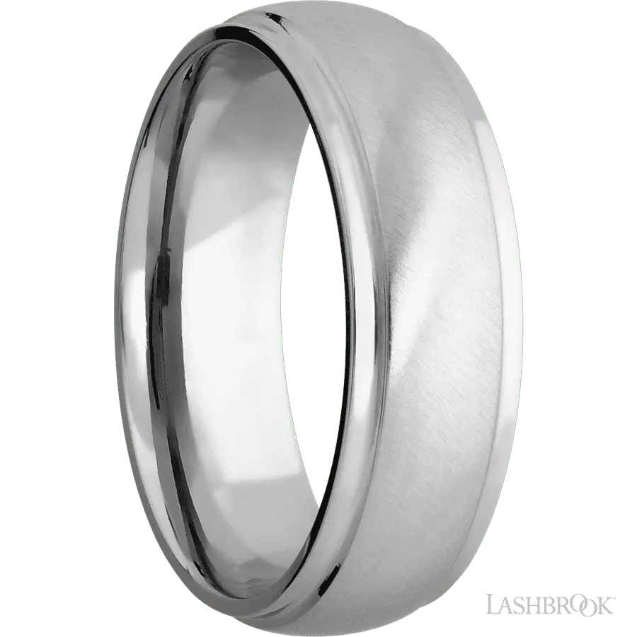 7 mm wide Domed Stepped Down Edges Cobalt Chrome band.