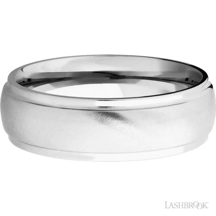 7 mm wide Domed Stepped Down Edges Cobalt Chrome band.