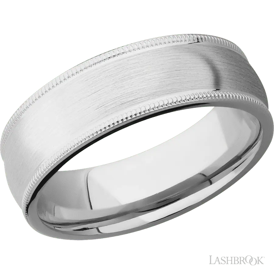 7 mm wide Domed Milgrain Edges Cobalt Chrome band.