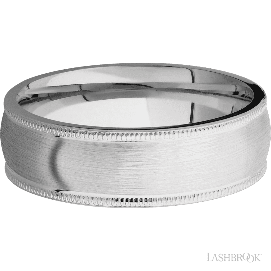 7 mm wide Domed Milgrain Edges Cobalt Chrome band.