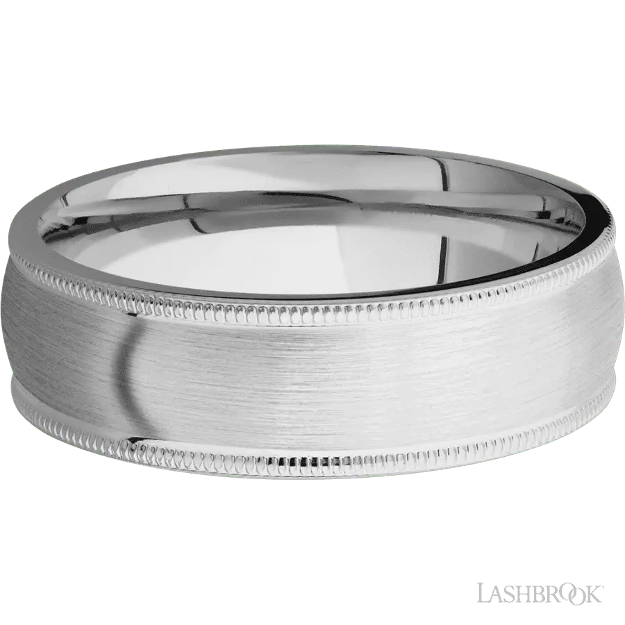 7 mm wide Domed Milgrain Edges Cobalt Chrome band.