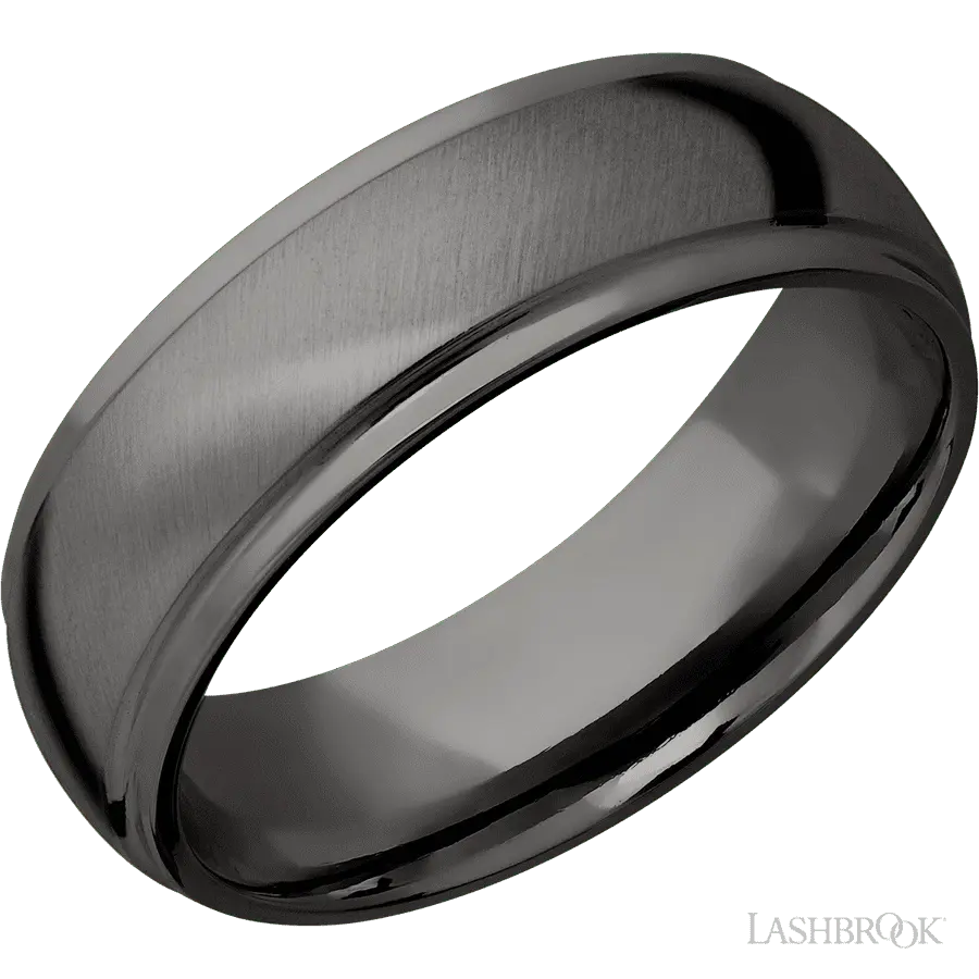 7 mm wide Domed Stepped Down Edges Tantalum Noir band. in Tantalum by Lashbrook | The Diamond Store Las Vegas