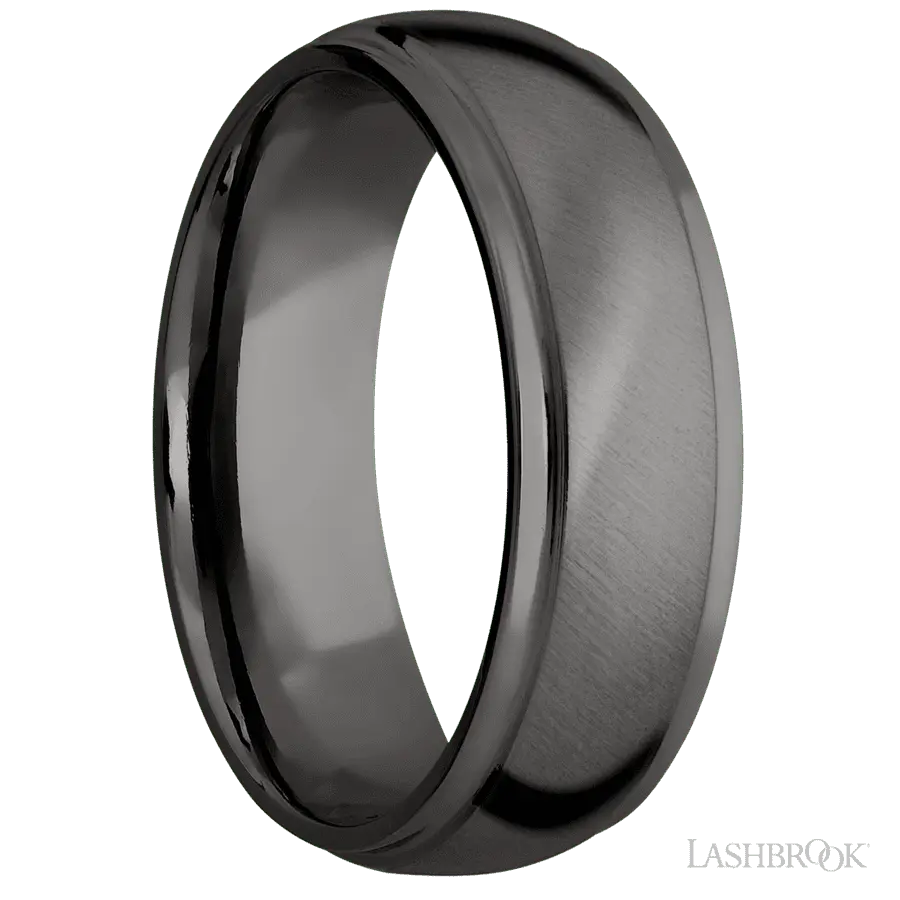 7 mm wide Domed Stepped Down Edges Tantalum Noir band.