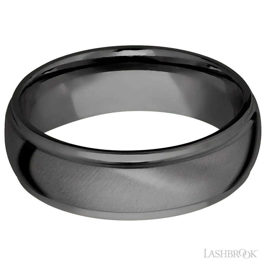 7 mm wide Domed Stepped Down Edges Tantalum Noir band.