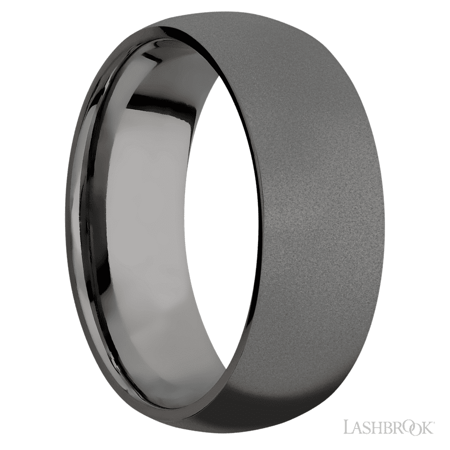 8 mm wide Domed Tantalum Noir band.