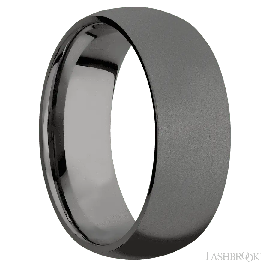 8 mm wide Domed Tantalum Noir band.