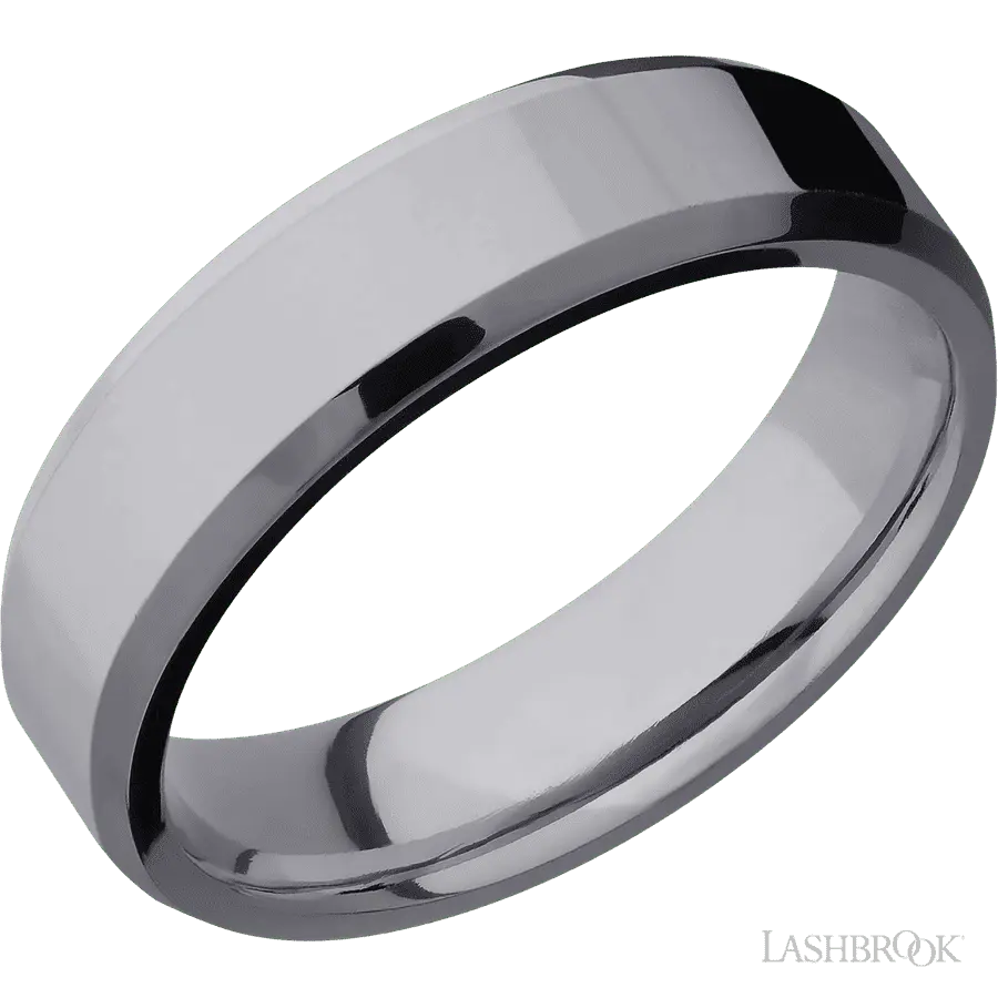 6 mm wide Beveled Tantalum band.