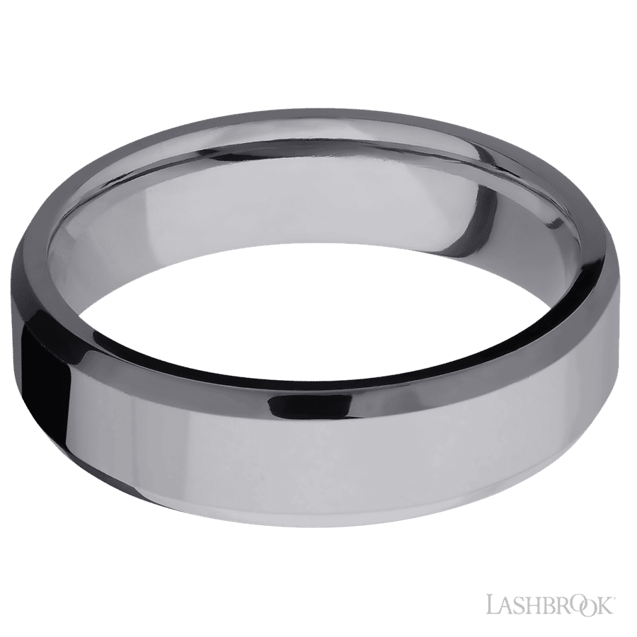 6 mm wide Beveled Tantalum band.