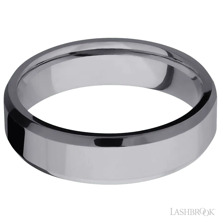 6 mm wide Beveled Tantalum band.