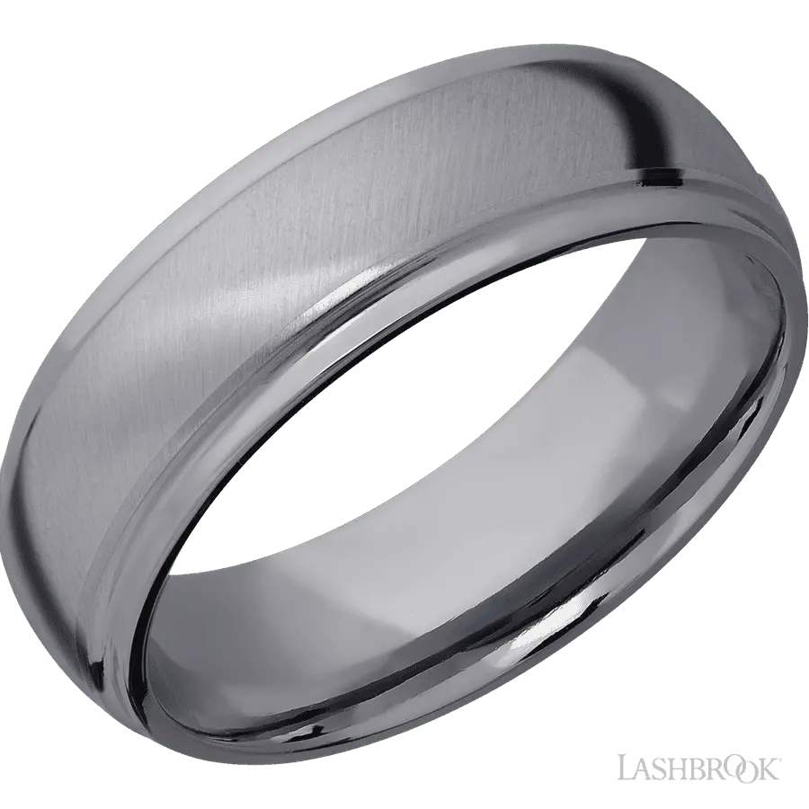 7 mm wide Domed Stepped Down Edges Tantalum band.