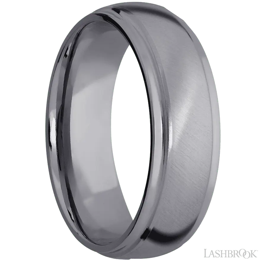 7 mm wide Domed Stepped Down Edges Tantalum band.