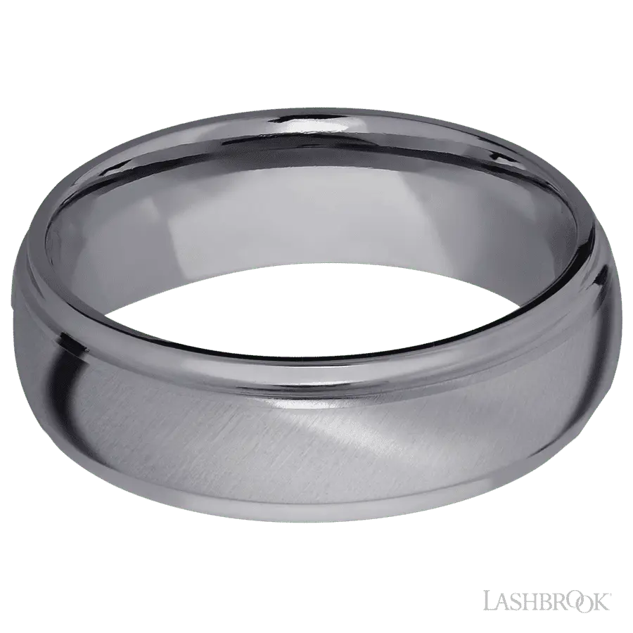 7 mm wide Domed Stepped Down Edges Tantalum band.