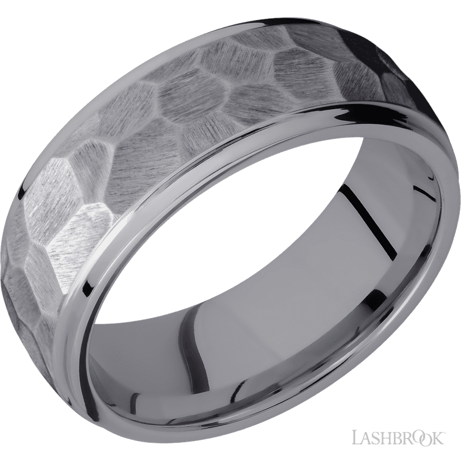 8 mm wide Domed Stepped Down Edges Tantalum band.