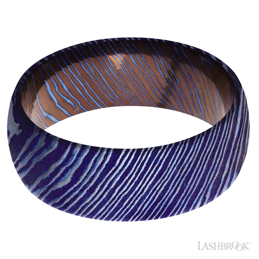 8 mm wide Domed Titanium Damascus band.