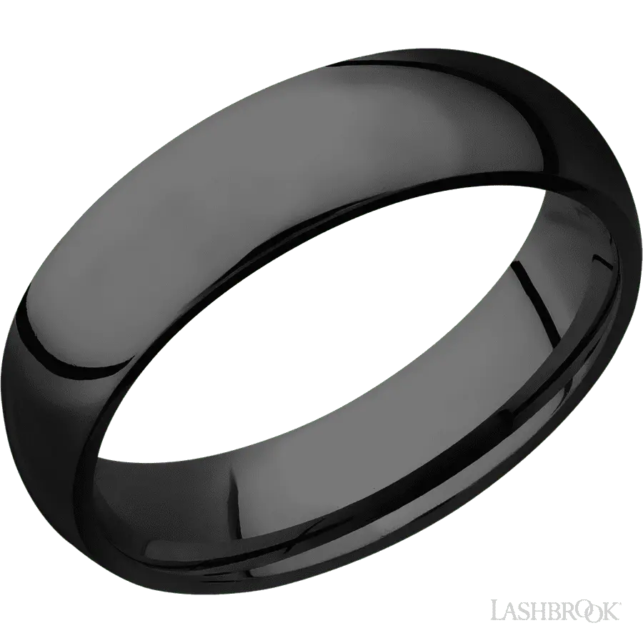 6 mm wide Domed Zirconium band.