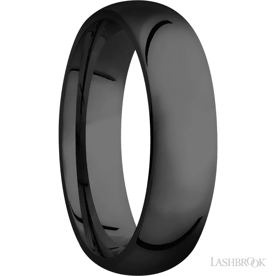 6 mm wide Domed Zirconium band.