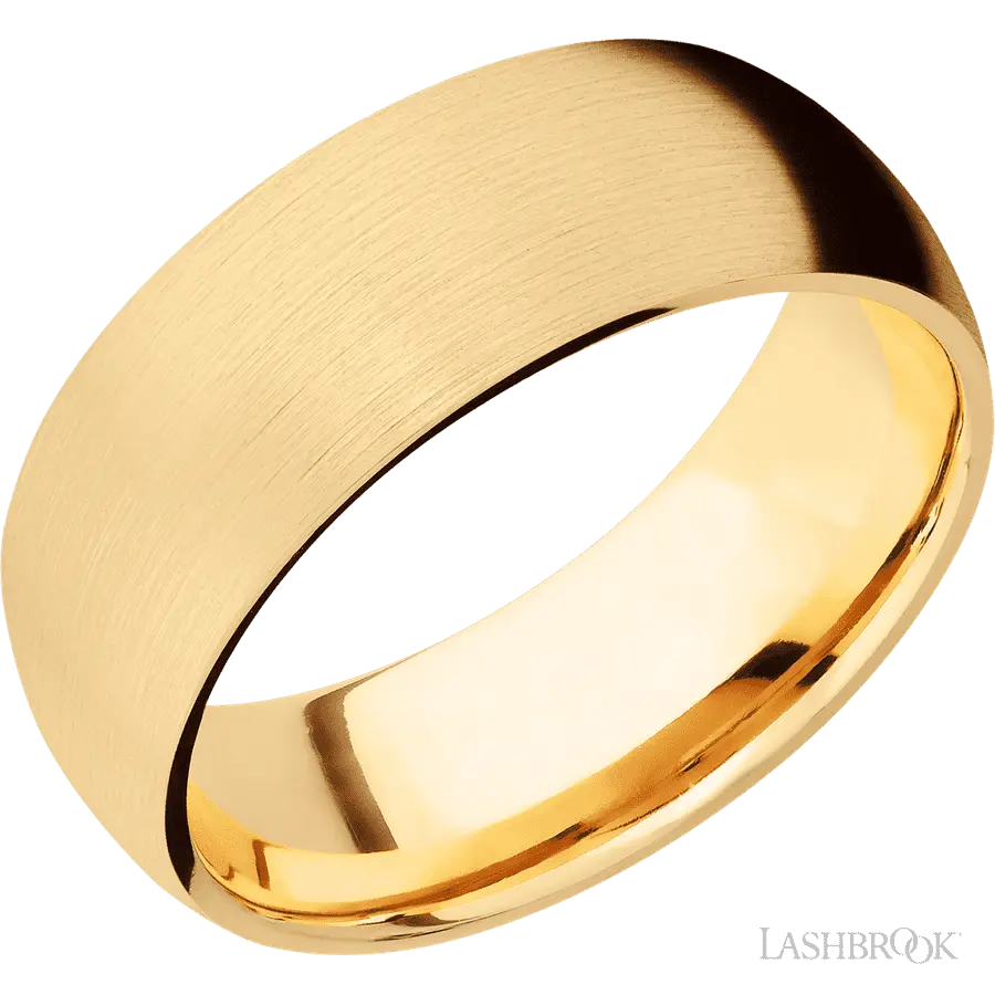 8 mm wide Domed 14K Yellow Gold band.