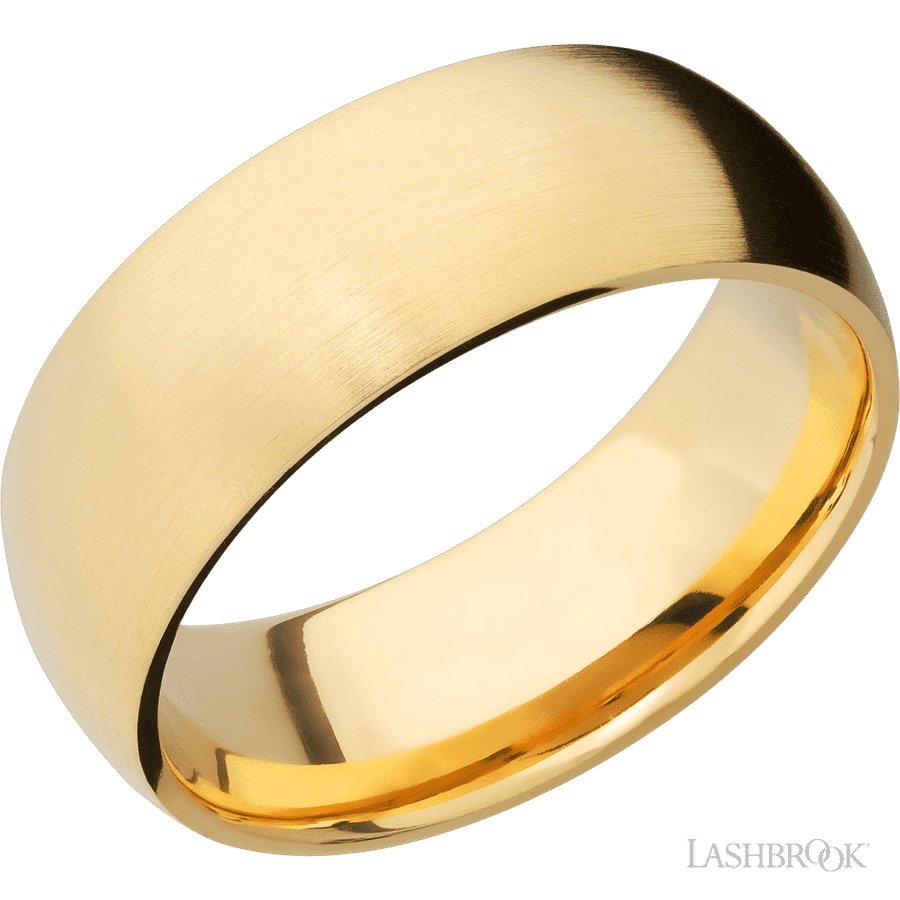 8 mm wide Domed 14K Yellow Gold band.