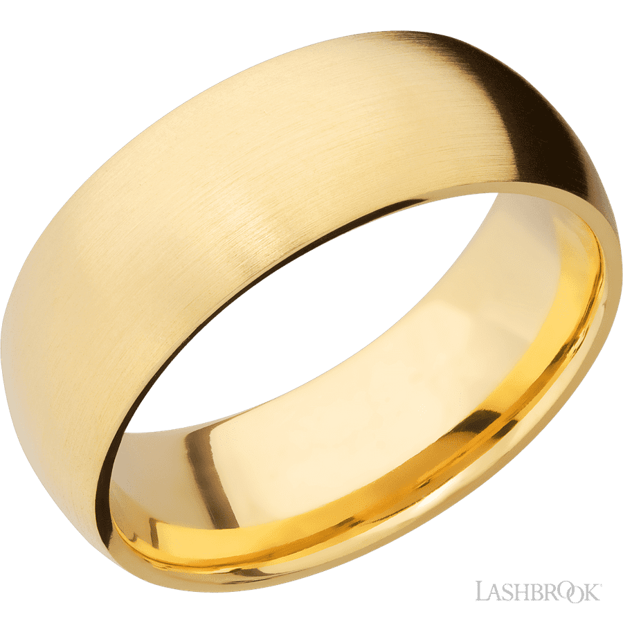 8 mm wide Domed 14K Yellow Gold band.