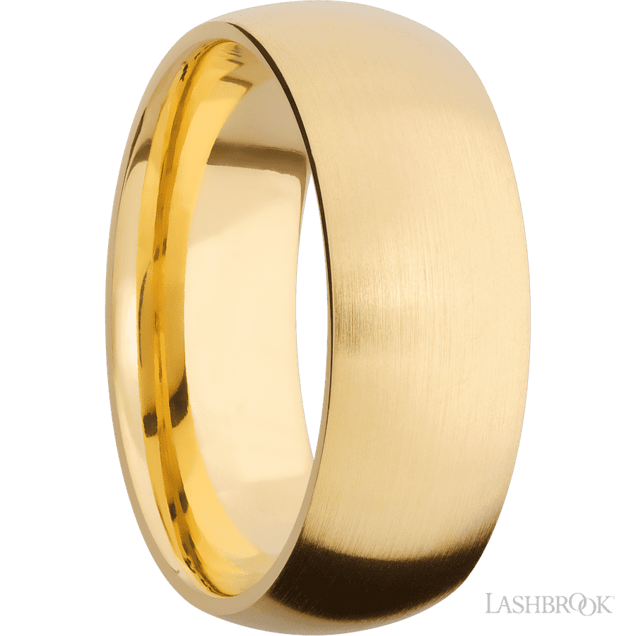 8 mm wide Domed 14K Yellow Gold band.