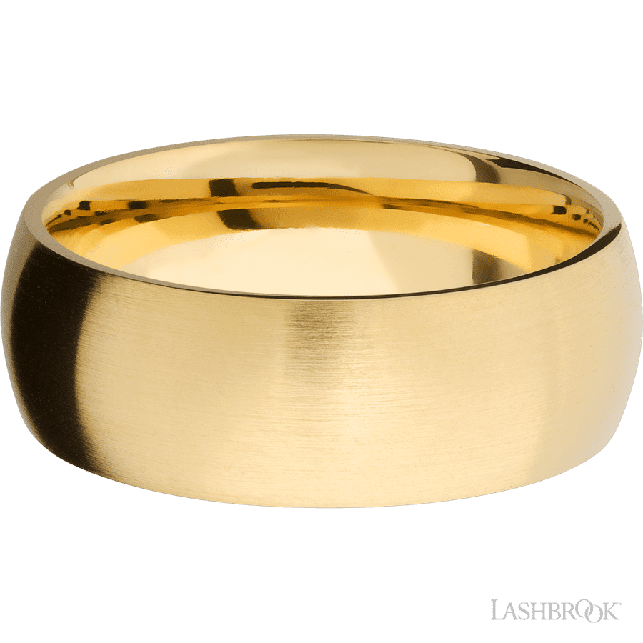 8 mm wide Domed 14K Yellow Gold band.