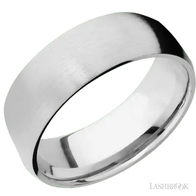 8 mm wide/Domed/14K White Gold band with two 1 mm Sidebraid inlays of 14K White Gold and featuring a 3 Row Eternity arrangeme