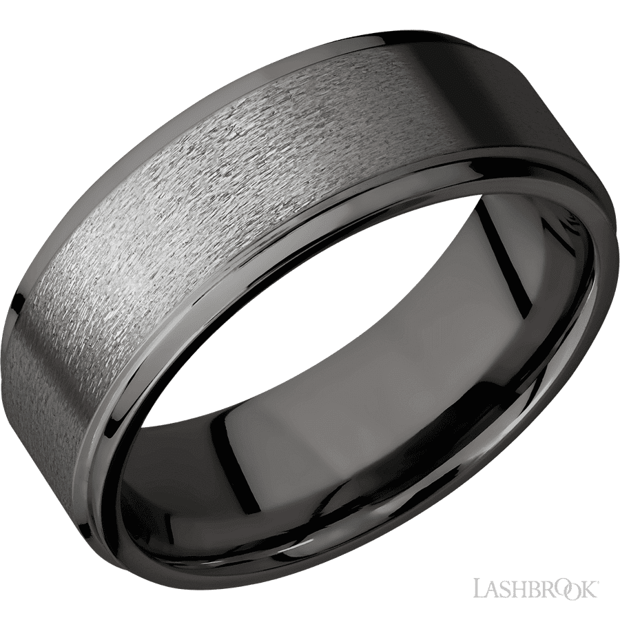 8 mm wide Flat Grooved Edges Tantalum Noir band. in Tantalum by Lashbrook | The Diamond Store Las Vegas