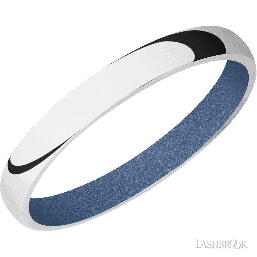 3 mm wide Domed 10K White Gold band featuring a Crushed Orchid sleeve.