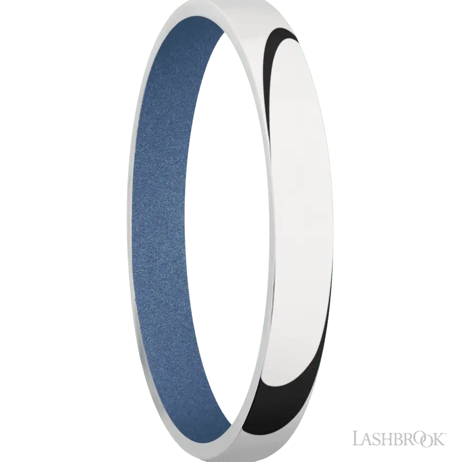 3 mm wide Domed 10K White Gold band featuring a Crushed Orchid sleeve.