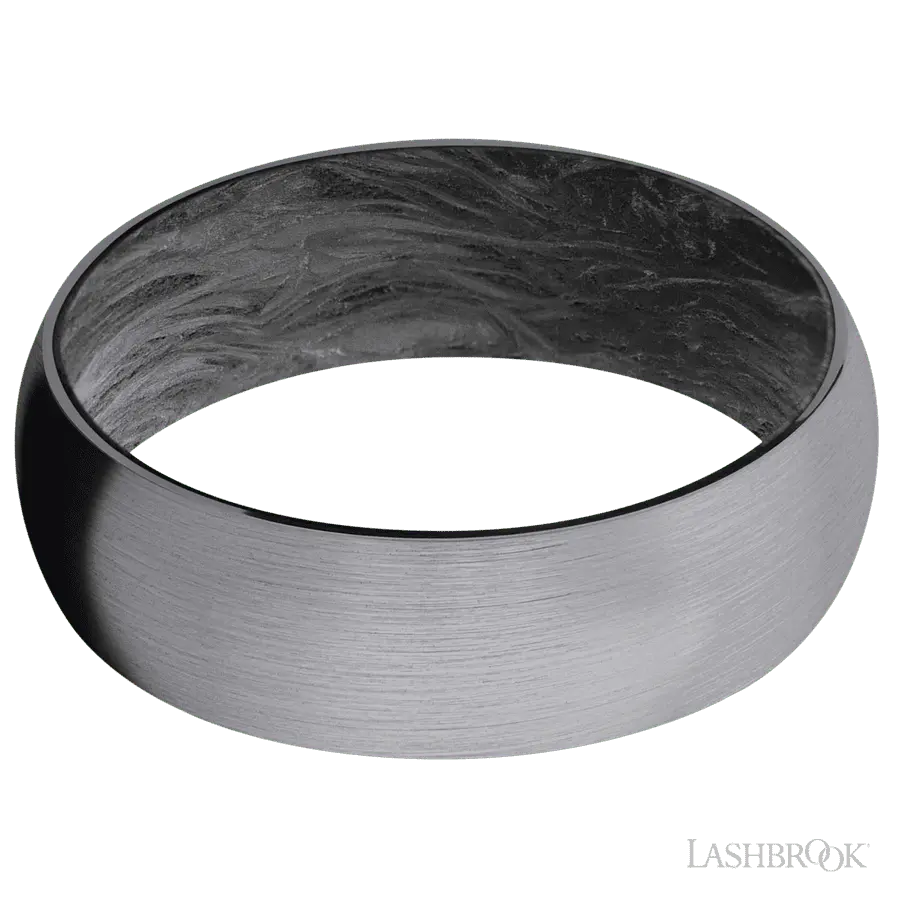 7 mm wide Domed Tantalum band featuring a Forged Carbon Fiber sleeve.