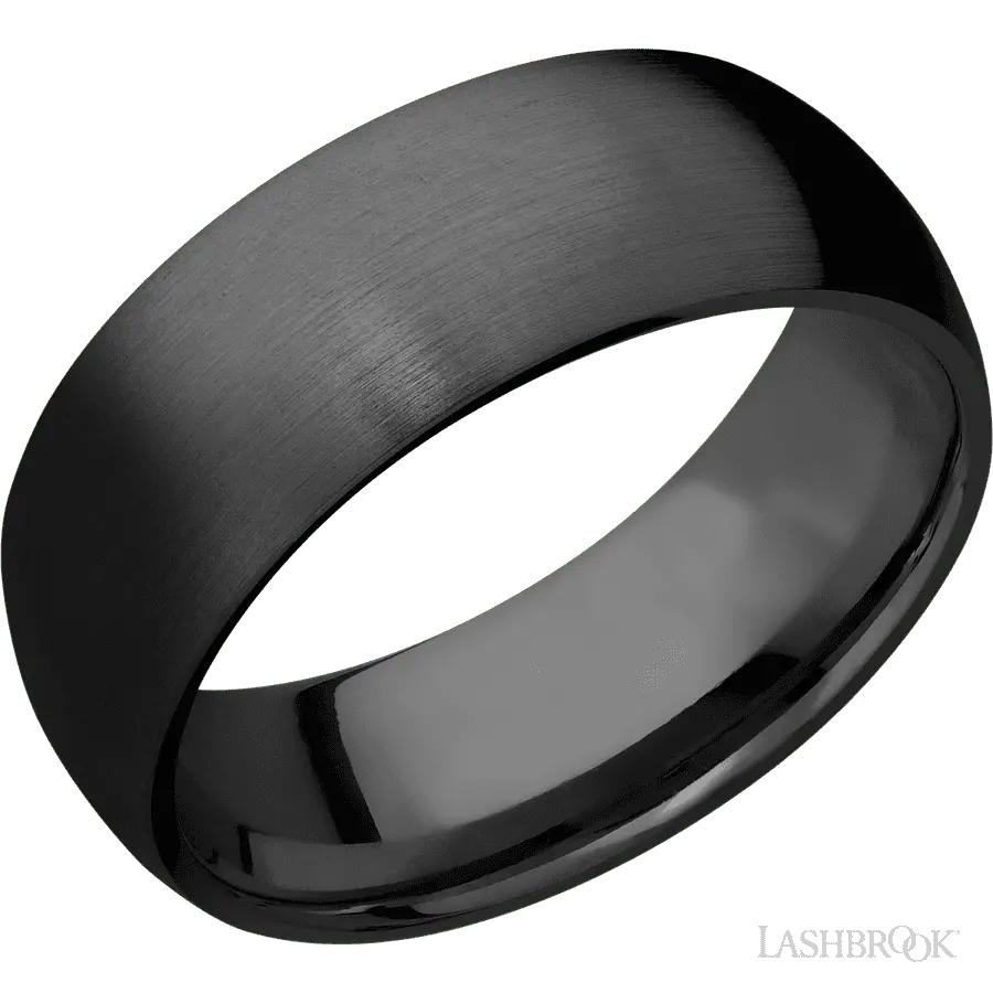 8 mm wide Domed Zirconium band.