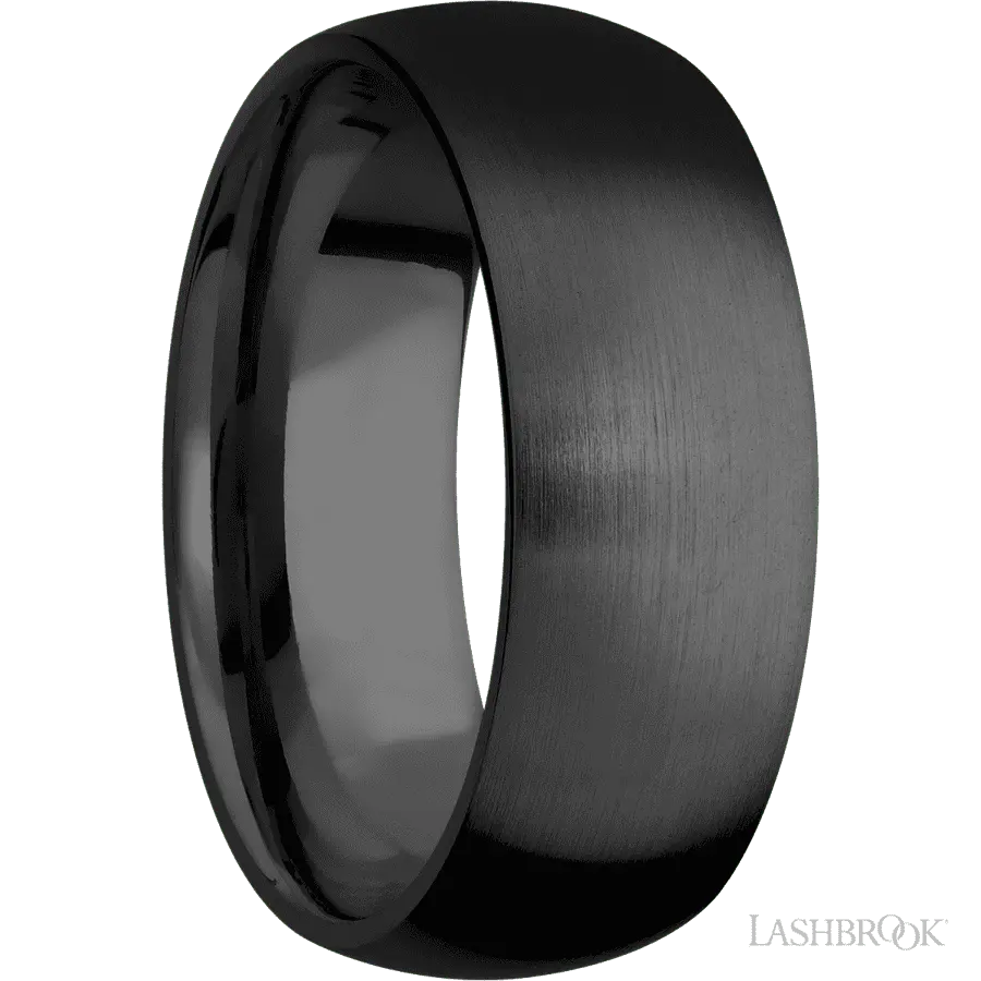 8 mm wide Domed Zirconium band.
