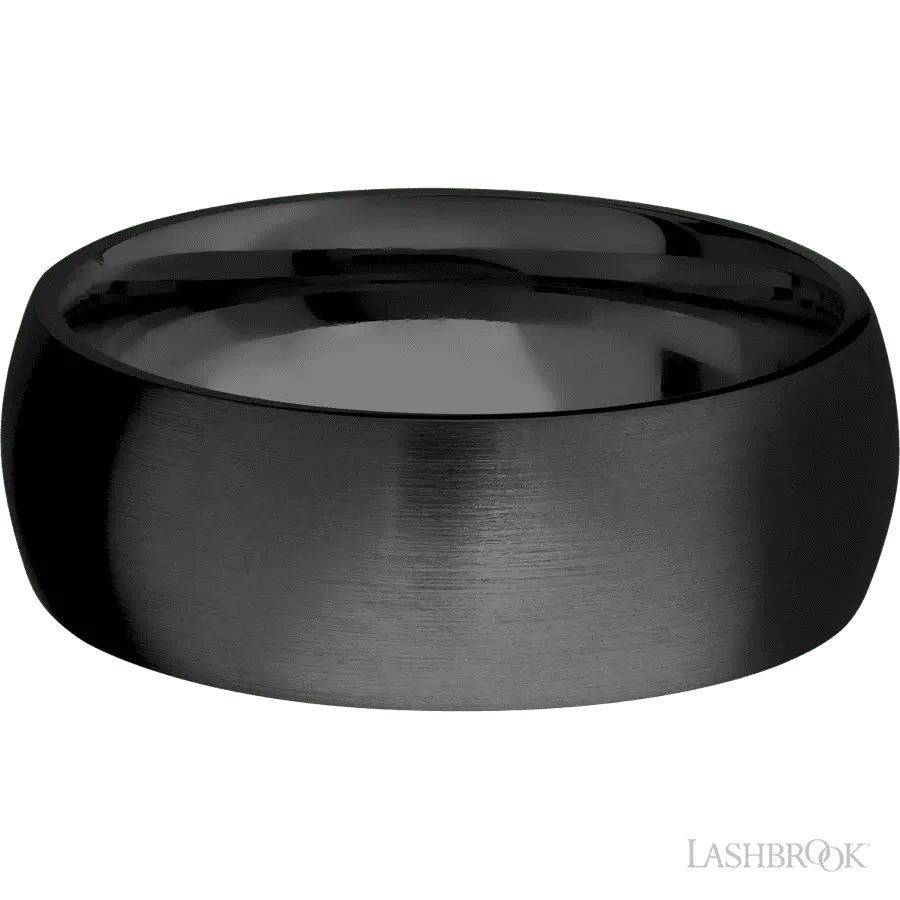 8 mm wide Domed Zirconium band.