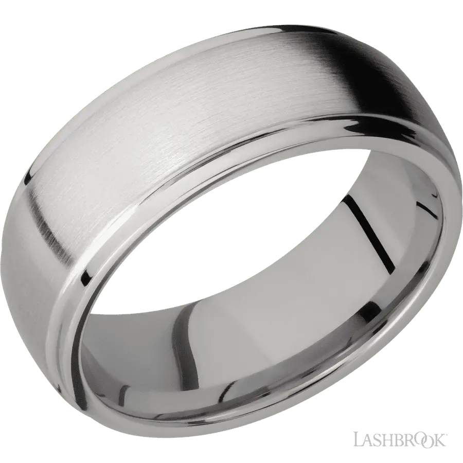 8 mm wide Domed Stepped Down Edges Titanium band.