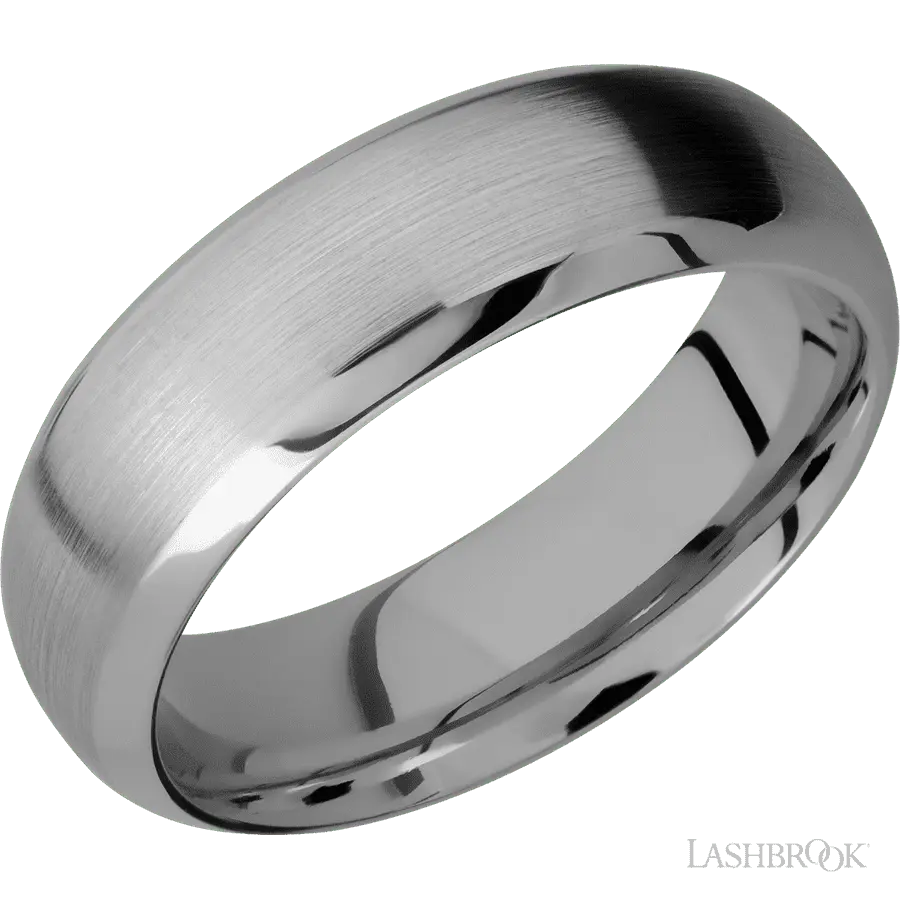 7 mm wide Domed Bevel Titanium band.
