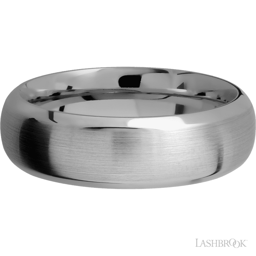7 mm wide Domed Bevel Titanium band.