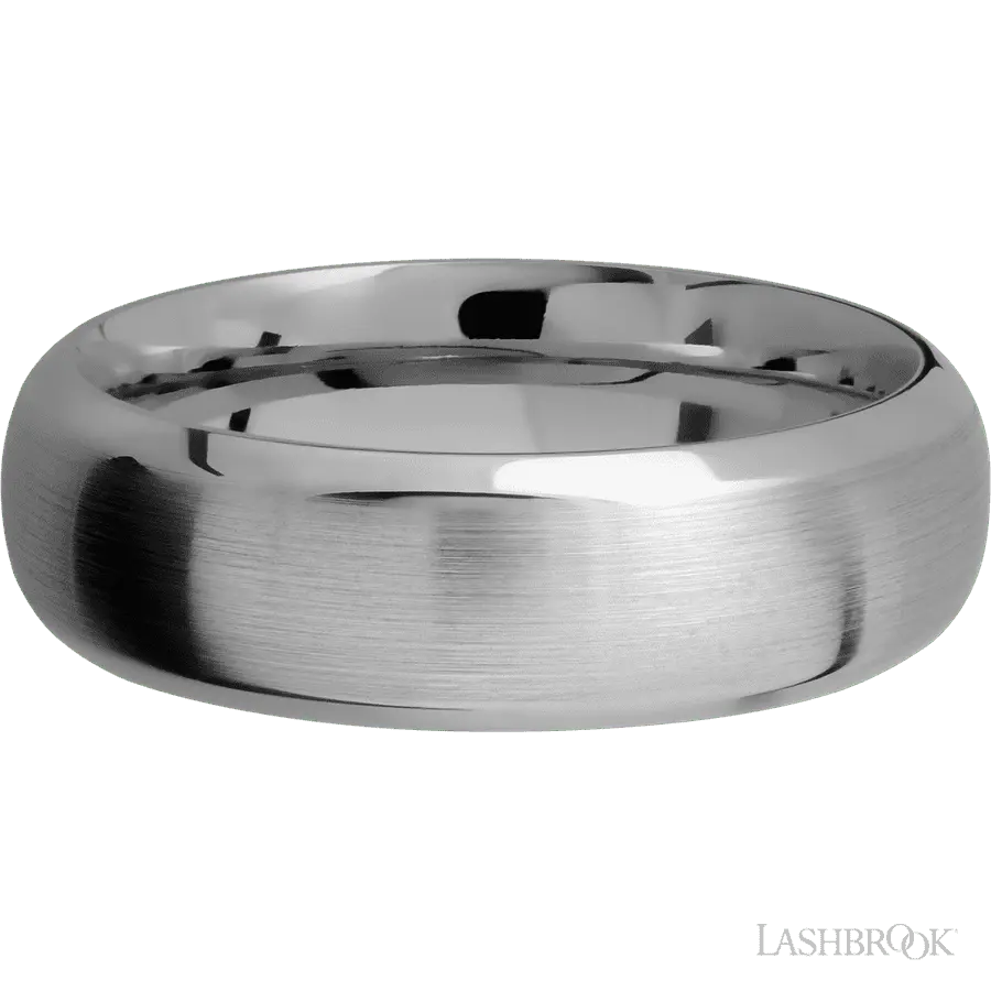 7 mm wide Domed Bevel Titanium band.