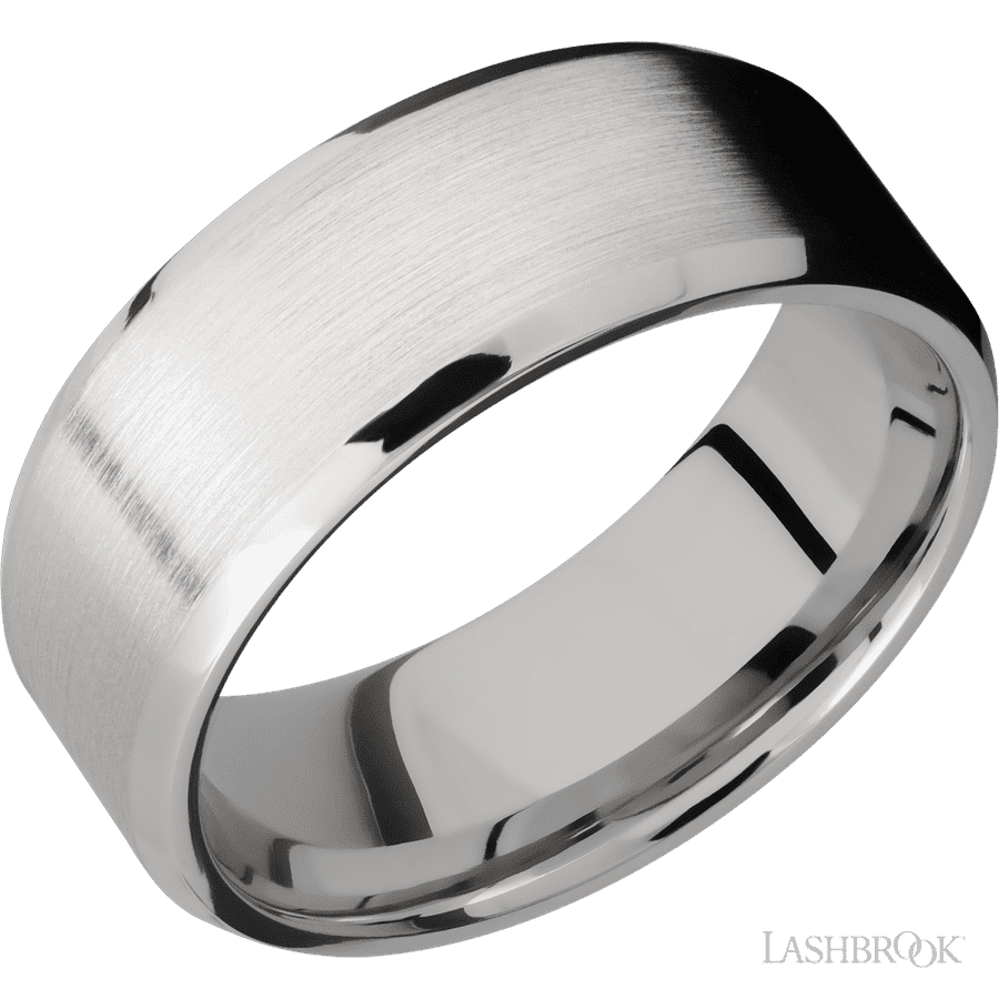 8 mm wide Beveled Cobalt Chrome band.