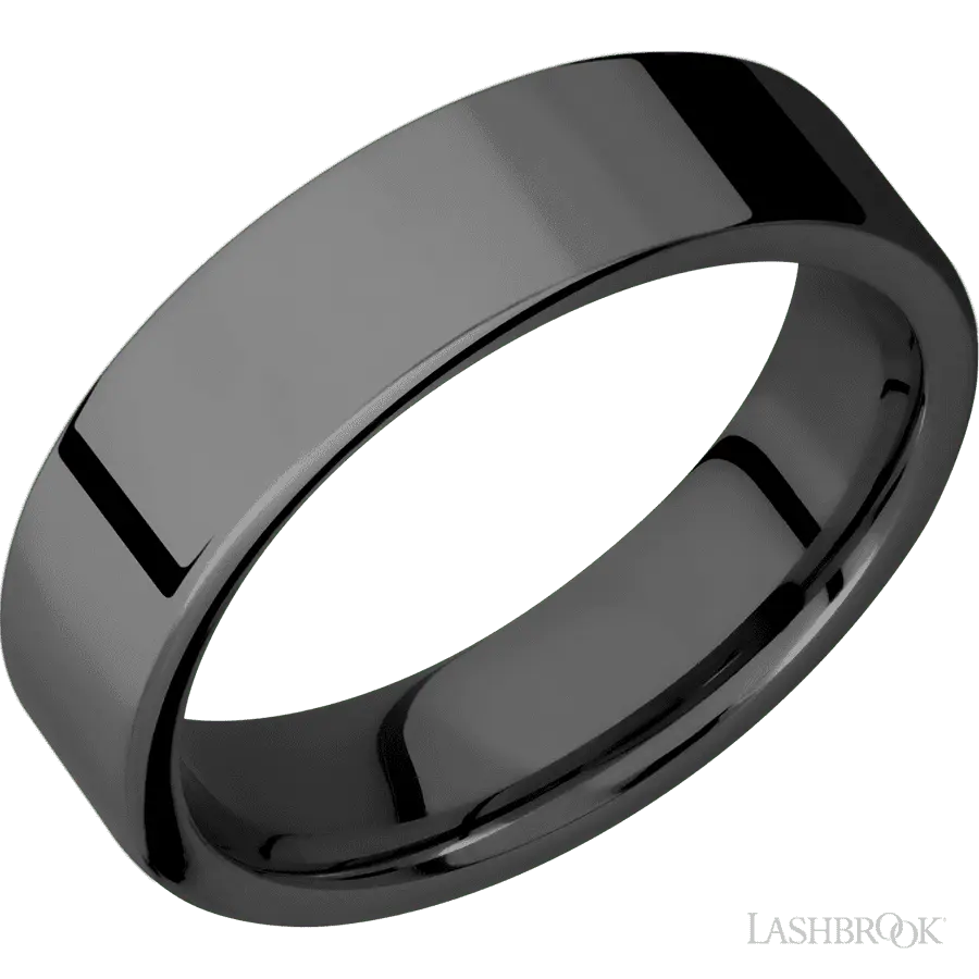 6 mm wide Flat Zirconium band.