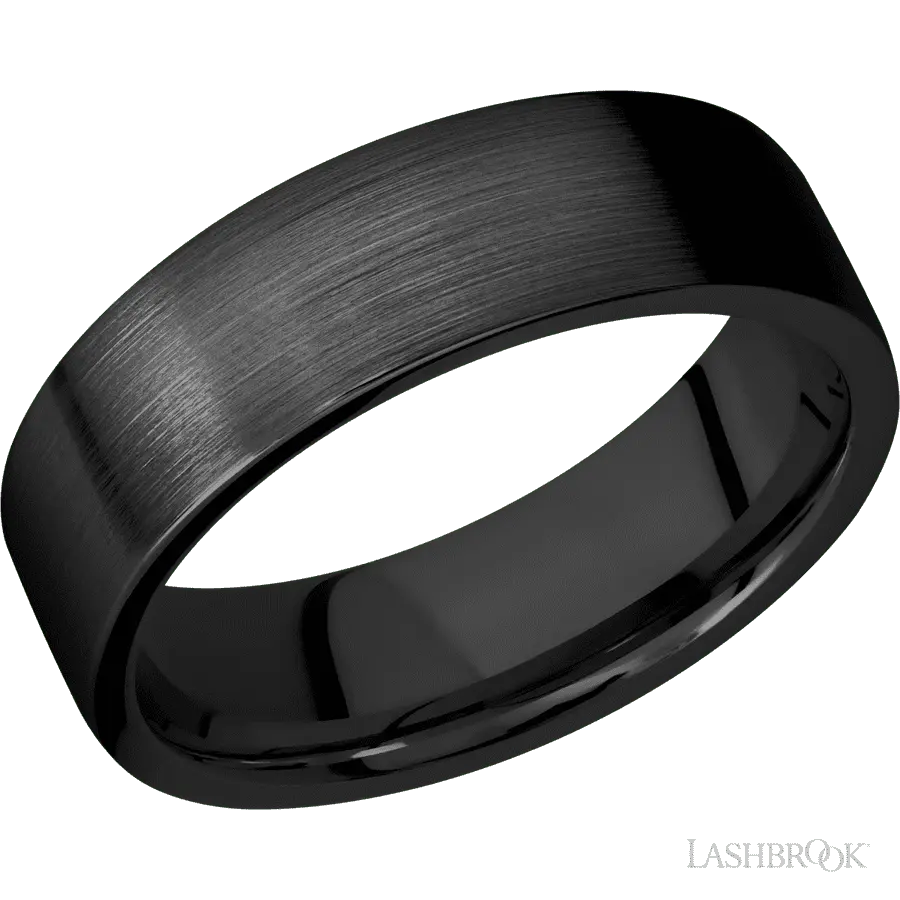 7 mm wide Flat Zirconium band.