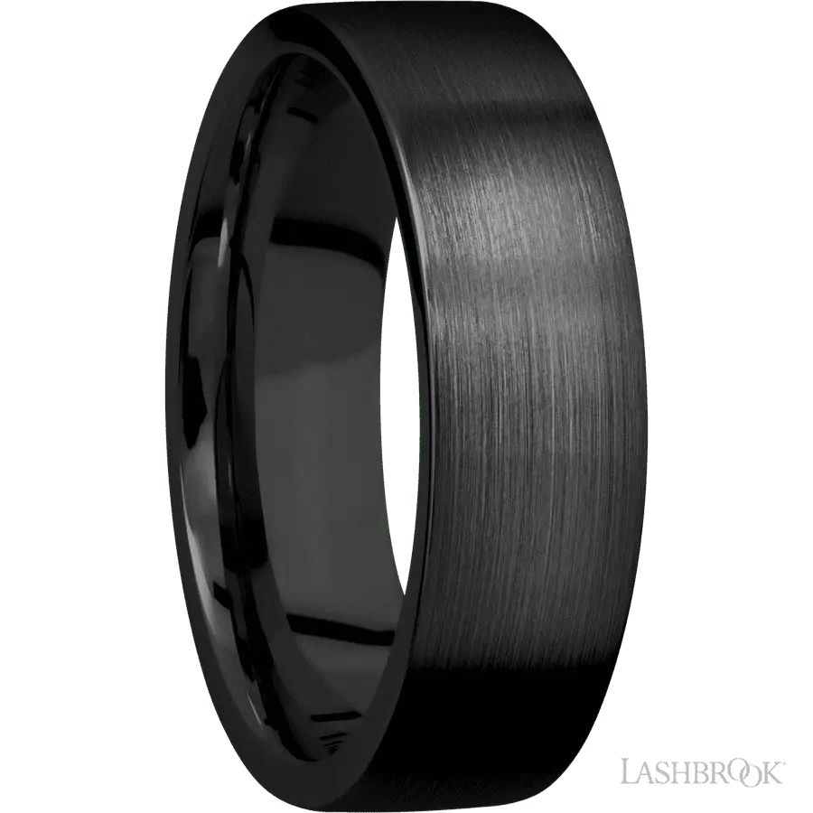 7 mm wide Flat Zirconium band.