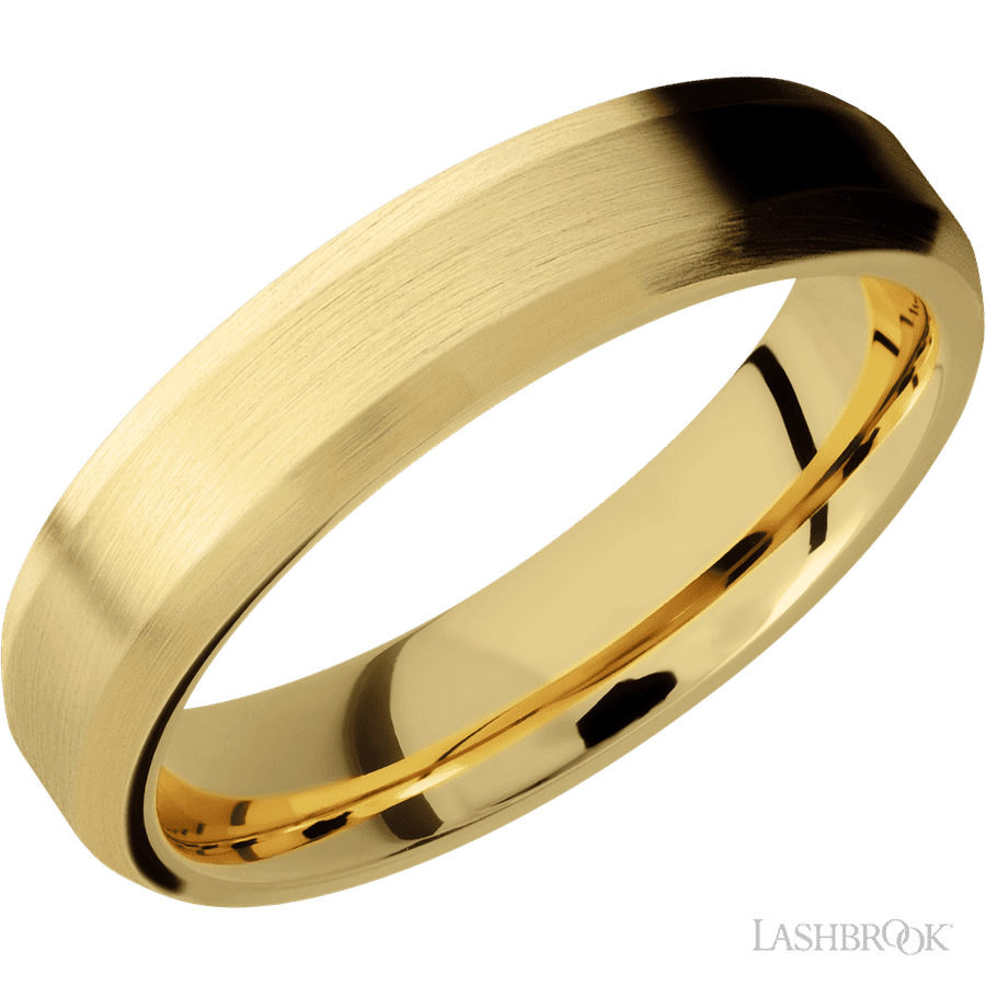 5 mm wide Beveled 14K Yellow Gold band.