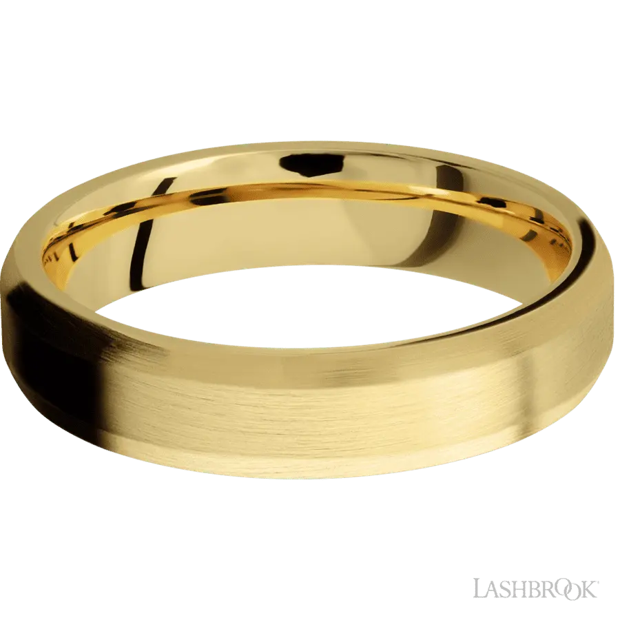 5 mm wide Beveled 14K Yellow Gold band.