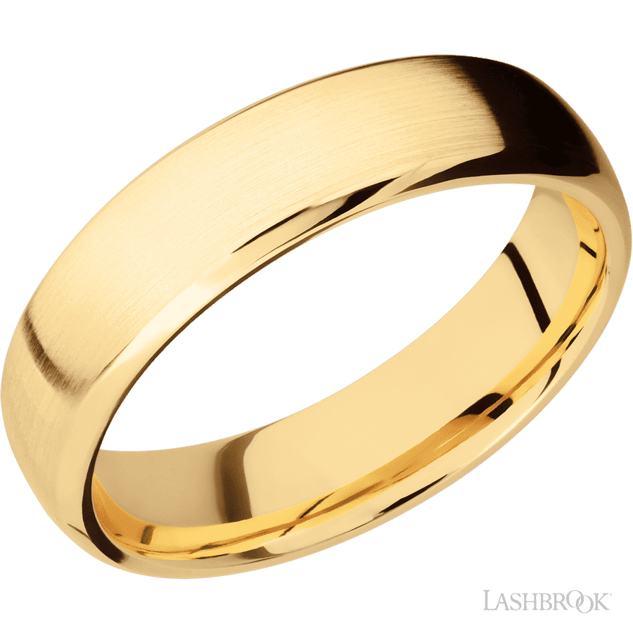 6 mm wide Domed Bevel 14K Yellow Gold band.