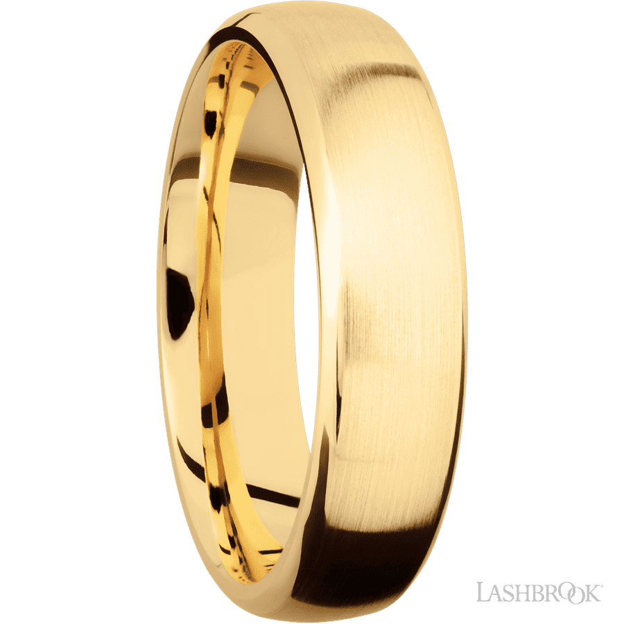 6 mm wide Domed Bevel 14K Yellow Gold band.