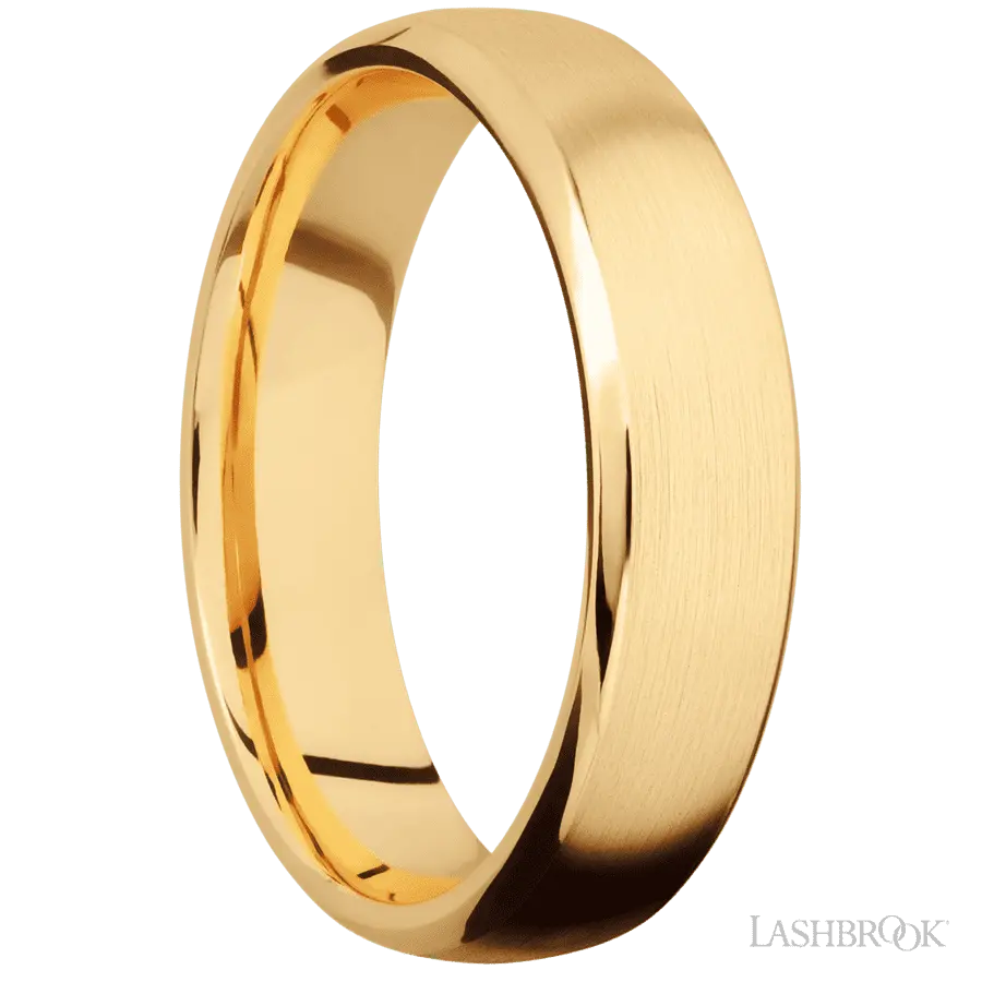 6 mm wide Domed Bevel 14K Yellow Gold band.